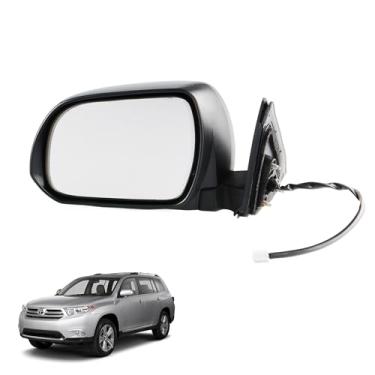 Imagem de GrteRokky Espelho retrovisor elétrico do lado do motorista com aquecido, compatível com Toyota Highlander 2008-2013 Aquecido, manual, dobrável, preto, retrovisor, esquerdo, preto, substituição para