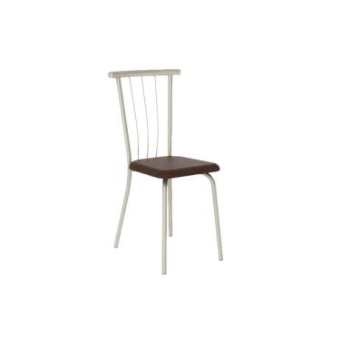 Imagem de Cadeira de Cozinha 154 Kit 2 Un Prata - Assento Courano Cacau - Carraro