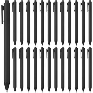 Imagem de yptniginu 25 canetas esferográficas retráteis a granel 1,0 mm, ponta média, tinta preta, canetas fofas, material escolar para professores, estudantes, funcionários, chá de panela, chá de bebê (preto)