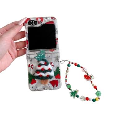 Imagem de QYFZXLV Capa estilo Natal para Samsung Galaxy Z Flip 6 com árvore de Natal, linda capa protetora dobrável para Galaxy Z Flip6 com corrente de pulso para meninas e meninos