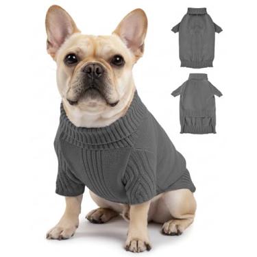 Imagem de Suéteres para cães pequenos, médios e grandes, roupas clássicas para animais de estimação com gola rolê, casaco térmico quente de inverno, gola grossa de tricô duplo, pulôver para clima frio para uso