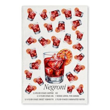 Imagem de Toalha de cozinha engraçada com ingredientes Negroni: um presente elegante e prático para amantes de coquetéis - toalha de cozinha macia e absorvente - boas ideias para inaugurações de casa, feriados