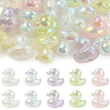 Imagem de Stiesy Contas de acrílico que brilham no escuro, 20 peças, contas espaçadoras 3D luminosas de animais pato para artesanato faça você mesmo chaveiro para fazer joias