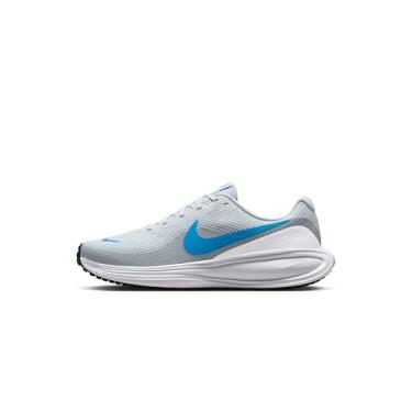 Imagem de Nike Tênis masculino Nike Revolution 8 com cadarço, Platina pura/azul herói lobo cinza-branco, 41