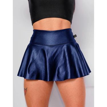 Imagem de Short Saia em Cirre Babado Cintura Wolfox Alta Fitness Academia Corrida Dança-Feminino