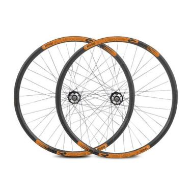 Imagem de Par Roda Aro 29 Rimaxx Aero R29 Cubo Cassete Preto Laranja
