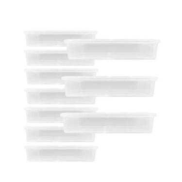 Imagem de Kit 10 Marmitas Potes 1000ml PP Tampa Lacre Retangular Transparente - 