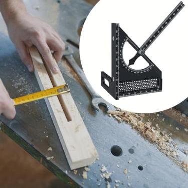 Imagem de RNXRZANK Régua de Medição Multiangular, Esquadro de Carpinteiro para Enquadramento com Liga de Alumínio, Preto, Tamanho real