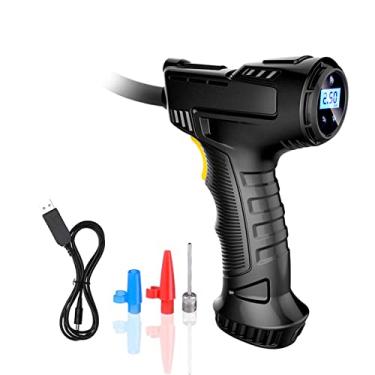 Imagem de Bomba inflável sem fio portátil recarregável compressor de ar para carro inflador pneus com display digital luz LED manômetro pressão acessórios