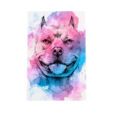 Imagem de Quadro Cachorro Pitbull Aquarela Tinta Canvas 30X40Cm - Plimshop