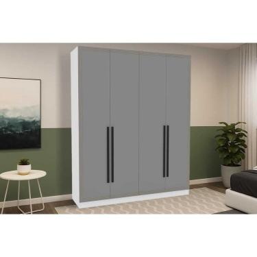 Imagem de Guarda Roupa Casal 4 Portas E 4 Gavetas Valência Branco/cinza - Politorno