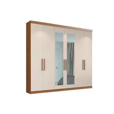 Imagem de Guarda Roupa 6 Portas (2 C/ Espelho) E 2 Gavetas Ph1707 Carvalho Vermontt/off White - Herval