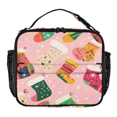 Imagem de Blueangle Lancheira de meias de Natal para homens, mulheres e adultos, lancheira pequena para trabalho de escritório, piquenique - bolsa térmica portátil reutilizável (476)