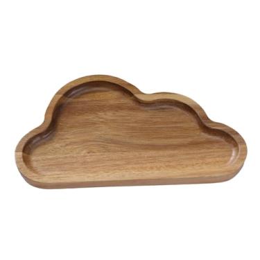 Imagem de YWJLQH Bandeja de madeira para servir frutas secas, prato organizador para jantar, travessa para servir frutas, café da manhã, sobremesas e xícaras de café, Pequena Nuvem