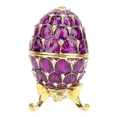 Imagem de Caixa de bugiganga estilo vintage Faberge, caixa de joias esmaltada, exclusiva pintada à mão, edição limitada colecionável, decoração de casa exclusiva (roxo uva)