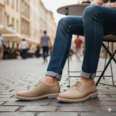 Imagem de Sapato Oxford em Couro Camurça Nobre Masculino Derby Tratorado Premium-Masculino