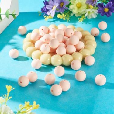 Imagem de 50 contas focais de silicone para caneta, pulseira, cordão de 15 mm, contas redondas de silicone, contas espaçadoras soltas de borracha para chaveiro, colar, joias, artesanato, artesanato