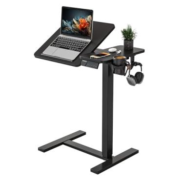 Imagem de YIHAYO Mesa de cabeceira ajustável com rodas, mesa elétrica móvel de 71 x 40 cm, mesa de laptop, mesas móveis para cama hospitalar, uso doméstico, preta
