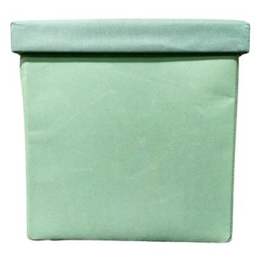 Imagem de Puff e Baú Dobrável Decorativo 2 em 1-30x30cm (01, Verde Liso)