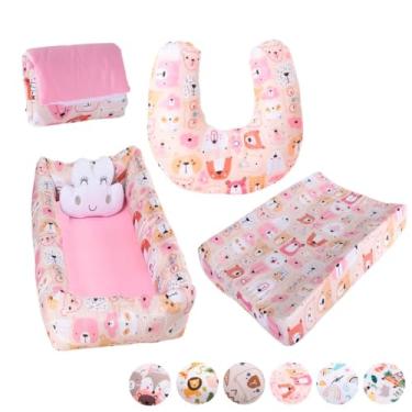 Imagem de Kit Ninho Redutor Quadrado + Almofada de Amamentação Sublimada + Trocador Anatômico + Trocador Portátil Menino e Menina(URSINHA MEL)