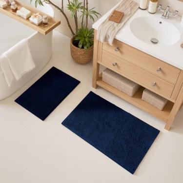 Imagem de Cupic Cupid Conjuntos de tapetes de banheiro de chenille de 2 peças, tapetes de banheiro antiderrapantes laváveis, tapetes de banho absorventes macios extragrossos, tapetes felpudos de secagem rápida