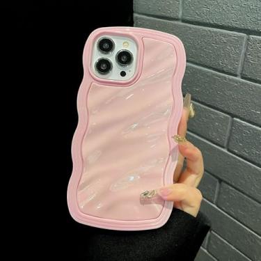 Imagem de Capa para celular com estampa de ondas e ondulações na água em cores vibrantes para iPhone 11, 12, 13, 14, 15, 16 Pro Max, à prova de choque, com borda de silicone protetora, rosa, compatível com iP