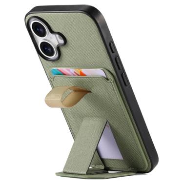 Imagem de FWYANZH Capa de couro para iPhone 17 Pro Max/17 Pro/Air/17, capa carteira com suporte oculto com compartimento para cartão, capa protetora à prova de choque, verde, 17 Pro Max