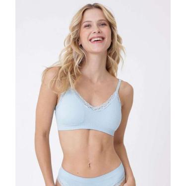 Imagem de Sutiã Top Sem Bojo Canelado Marisa-16719, 40, Azul