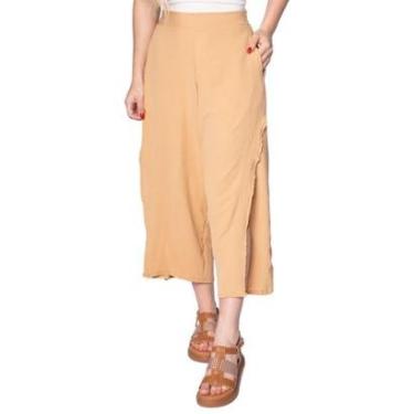 Imagem de Calça Pantacourt Feminina Giraffe com Fendas Laterais Preta-Feminino