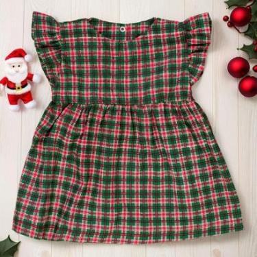 Imagem de Vestido Xadrez Para Bebê - Verde E Vermelho-Unissex