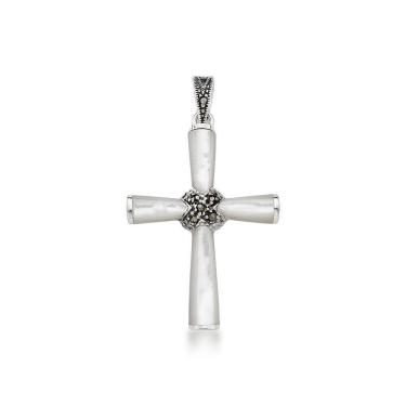 Imagem de Pingente Crucifixo Madreperola 5cm Prata 925