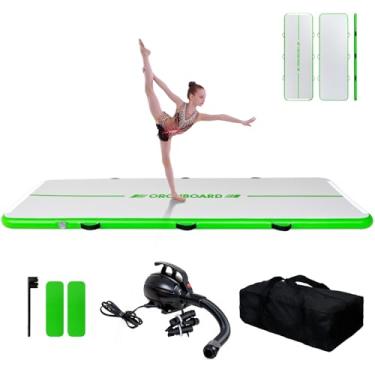 Imagem de OROHBOARD Tapete inflável de ginástica de 28 cm – processo selado a calor premium, tapete de fitness com bomba elétrica, kit de reparo e mochila – tapete de exercício para várias cenas, uso para