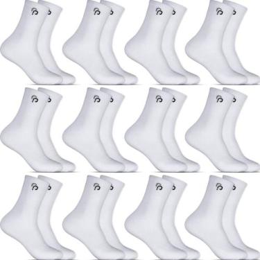 Imagem de Kit 12 Pares Meias Cano Alto Longo Esporte Sport Masculina Confortável