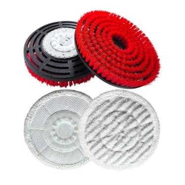 Imagem de Baoblaze Escova para esfregão a vapor, almofada de polimento abrasiva, profissional, para limpeza profunda. Cabeça de escova de substituição para cozinhas, 2 Vermelhas E 2 Cinzas