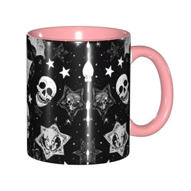 Imagem de Zeraoke Caneca de café criativa com estampa de caveira punk branca, personalizada, presente para família, tamanho de 325 ml, unissex