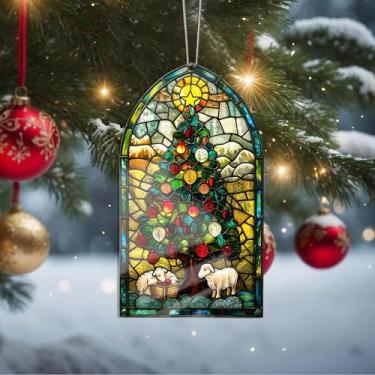 Imagem de Enfeites de Natal, árvore de cristal, enfeites de árvore de Natal feitos à mão, decoração de carro e casa - presentes de Natal, decoração de artesanato em acrílico, ideias de troca de presentes para