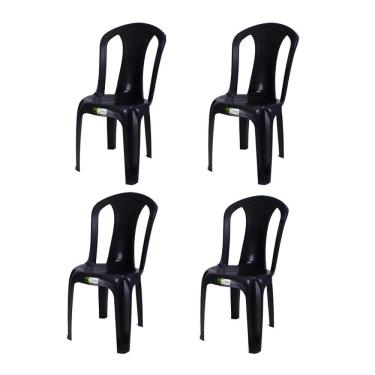 Imagem de Kit 4 Cadeiras Plasticas Preto 182 Kg - Duoplast