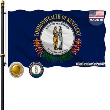 Imagem de VOLTA Bandeira dupla face do estado do Kentucky, 6 x 0,9 m, resistente ao ar livre, 3 camadas, durável, poliéster, bandeira do estado do Kentucky com cabeçalho de lona/ilhós de latão para decoração