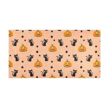 Imagem de Burbuja Tapete de corredor gatos abóboras pelúcia antiderrapante tapete de cozinha suporte de borracha para corredor, quarto, sala de estar, decoração de entrada, lavável na máquina, 51 x 99 cm