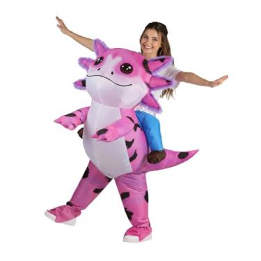 Imagem de Fantasia inflável de axolote adulto – fantasias engraçadas de Halloween para adultos, roupa de passeio para festa e cosplay (salamandra roxa e rosa, G/GG)