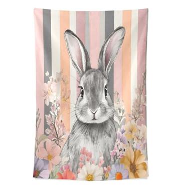 Imagem de STAYTOP Tapeçaria de parede de coelhinho da Páscoa, tapeçarias para decoração de casa, dormitório, sala de estar, quarto, tapete de parede (80 × 60 pol)