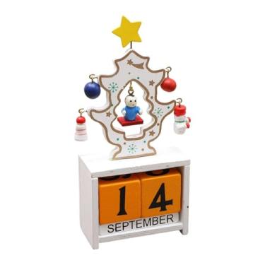 Imagem de predolo Calendário de Contagem Regressiva de Natal para Mesa, Calendário Perpétuo, Estilo Rústico com Blocos Numéricos para Escritório e Sala de Estar, Style C