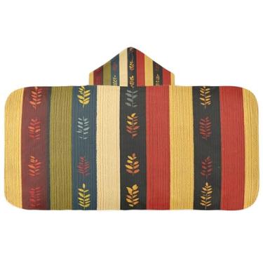 Imagem de Burbuja Toalha de banho com capuz com listras coloridas para crianças, toalha de praia de pelúcia macia absorvente para meninas e meninos 3-10 anos, 61 x 127 cm