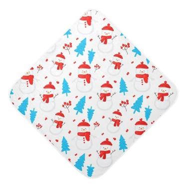 Imagem de Burbuja Toalha de banho de árvore de boneco de neve para bebês - Toalha com capuz de musselina macia e absorvente para recém-nascidos, 76 x 76 cm