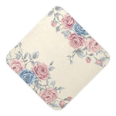 Imagem de Burbuja Toalha de banho floral vintage para bebês - Toalha com capuz de musselina macia e absorvente para recém-nascidos e bebês, 89 x 89 cm