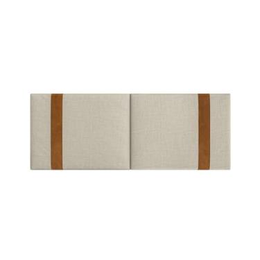 Imagem de Cabeceira Dobrável Estofada em Linho Bege Casal Cama Box Linho 1,38 Casal