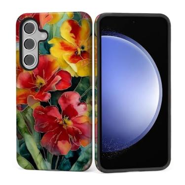 Imagem de Kapadiy Capa para Samsung Galaxy S25 FE, design floral vintage feminino híbrido de proteção dupla de silicone + capa de corpo inteiro à prova de choque de policarbonato rígido fina antiarranhões para
