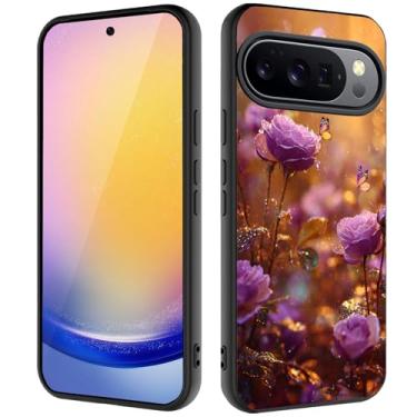 Imagem de Capa para Google Pixel 10/Pixel 10 Pro, capa ultrafina de silicone líquido antiderrapante elegante, adequada para Pixel 10/10 Pro de 6,3 polegadas, rosas roxas coloridas
