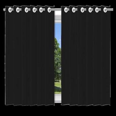Imagem de Cortina escura para janela bloqueando a luz, privacidade, sala, preta, tamanho perfeito, pratica.