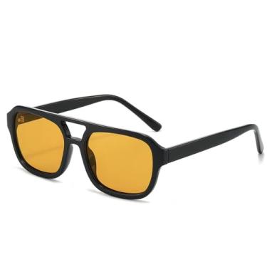Imagem de Óculos de Sol UV400 - Ponte Dupla com Lentes Degradê Azuis para Homens e Mulheres, Ideais para Esportes ao Ar Livre, Corrida e Ciclismo, nas cores Preto e Amarelo.